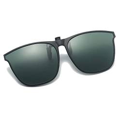 Voolga Sonnenbrillen Clip für Brillenträger, Rechteckig Flip up Sonnenbrille Herren Polarisiert, Polarisiert Clip Sonnenbrille ​für Autofahrer von Brillenträger (Grün) von Voolga