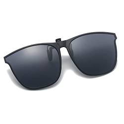 Voolga Sonnenbrillen Clip für Brillenträger, Rechteckig Flip up Sonnenbrille Herren Polarisiert, Polarisiert Clip Sonnenbrille ​für Autofahrer von Brillenträger (Schwarz) von Voolga