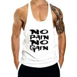 Voolga Tank Top Herren Ärmelloses Muskelshirt Athletic Tankshirt Bodybuilding Fitness Unterhemd Weiß M von Voolga