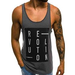 Voolga Tank Top Herren Bodybuilding Lässig Bodybuilding Muskelshirts Athletic Ärmelloses Shirt Fitnessstudio Stringer Tankshirt DunkelGrau L von Voolga