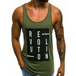 Voolga Tank Top Herren Bodybuilding Lässig Bodybuilding Muskelshirts Athletic Ärmelloses Shirt Fitnessstudio Stringer Tankshirt Grün S von Voolga