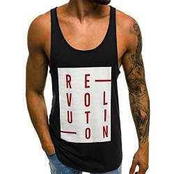 Voolga Tank Top Herren Bodybuilding Lässig Bodybuilding Muskelshirts Athletic Ärmelloses Shirt Fitnessstudio Stringer Tankshirt Schwarz M von Voolga