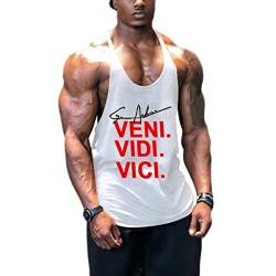 Voolga Tank Top Herren Sport Ärmelloses Muskelshirt Stringer Bodybuilding Unterhemd Training Trägershirt Weiß XXL von Voolga