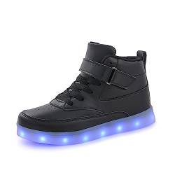 Voovix Unisex LED Schuhe Leuchtende Schuhe High Top für Damen Herren, Schwarz, 10.5 Women/8.5 Men von Voovix
