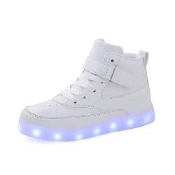 Voovix Unisex LED Schuhe Leuchtende Schuhe High Top für Damen Herren, Weiss/opulenter Garten, 12 Women/9 Men von Voovix