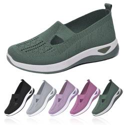 Women's Woven Orthopedic Breathable Soft Shoes,Go Walking Slip on Diabetic Foam Shoes,Zapatos ortopédicos para Mujer (Green,37) von Vopetroy