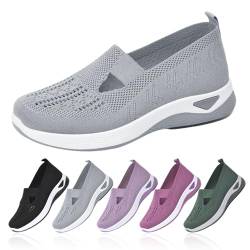 Women's Woven Orthopedic Breathable Soft Shoes,Go Walking Slip on Diabetic Foam Shoes,Zapatos ortopédicos para Mujer (Grey,37) von Vopetroy