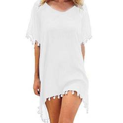 Voqeen Damen Strandkleid Kaftan Quaste Sommerkleid Bikini Cover Up Sommer Bademode Longshirt Tunika Sommer Strandponcho Strand von Voqeen