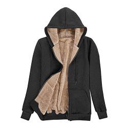 Voqeen Damen Sweatjacke mit Zipper, Kapuzenpullover mit Fleece gefütterte, Warm Basic Fleecejacke, Causal Kapuzenjacke, Winter Sweatjacke, Outdoor Hoodie Fleecepullover von Voqeen