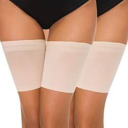 Voqeen Elastische Oberschenkelbänder Damen Socken Schenkel Band Oberschenkel Strumpfband Thigh Bands Oberschenkelband Anti-chafing Anti-rutsch Nicht Scheuern Verhindern Reibung(2 Paar Beige,58-62cm) von Voqeen