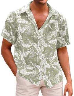 Voqeen Hawaiihemden Herren Funky Hawaii Shirt Kurzarm Lässig Button Down Baumwolle Tropisch Aloha Bedruckter Hemden for Reise Party Urlaubs von Voqeen