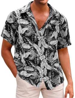 Voqeen Hawaiihemden Herren Funky Hawaii Shirt Kurzarm Lässig Button Down Baumwolle Tropisch Aloha Bedruckter Hemden for Reise Party Urlaubs von Voqeen