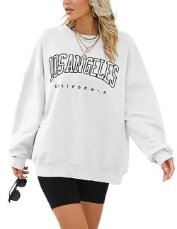 Voqeen Sweatshirt Damen Oversize Los Angeles Y2k Langarmshirt Damen mit Kapuze Rundhals Pullover Casual Tops von Voqeen