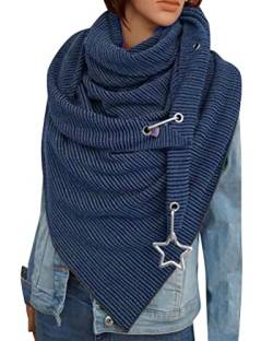 Voqenn Schal Damen Herren Dreiecksschal Winterschal Warme Dreieckstuch mit Knopf Deckenschal Poncho Herbstschal Baumwolle Soft Wrap Dreieck Groß Damenschal Halstücher Frauen Schals von Voqeen