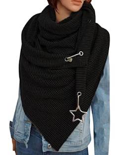 Voqenn Schal Damen Herren Dreiecksschal Winterschal Warme Dreieckstuch mit Knopf Deckenschal Poncho Herbstschal Baumwolle Soft Wrap Dreieck Groß Damenschal Halstücher Frauen Schals von Voqeen