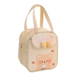 Voragrl Kawaii Lunchtasche für Mädchen, süße Lunchbox-Tasche, isolierte Tasche, wiederverwendbare Tragetasche für heiße oder kalte Arbeit, Beige, einfach zu bedienen, beige von Voragrl