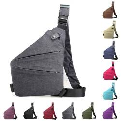 Vordpe Diebstahlsichere Reisetasche, Anti Diebstahl Tasche, Damendiebstahlsichere UmhäNgetasche, Wasserresistent Sling Bag Brusttasche aus Nylon für Herren Damen (Rechte Schulter, Hellgrau) von Vordpe