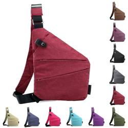 Vordpe Diebstahlsichere Reisetasche, Anti Diebstahl Tasche, Damendiebstahlsichere UmhäNgetasche, Wasserresistent Sling Bag Brusttasche aus Nylon für Herren Damen (Rechte Schulter, Weinrot) von Vordpe