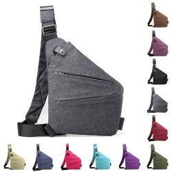 Vordpe Diebstahlsichere Reisetasche, Anti Diebstahl Tasche, Damendiebstahlsichere UmhäNgetasche, Wasserresistent Sling Bag Brusttasche aus Nylon für Herren Damen (linke Schulter, Hellgrau) von Vordpe