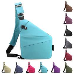 Vordpe Diebstahlsichere Reisetasche, Anti Diebstahl Tasche, Damendiebstahlsichere UmhäNgetasche, Wasserresistent Sling Bag Brusttasche aus Nylon für Herren Damen (linke Schulter, Himmelblau) von Vordpe