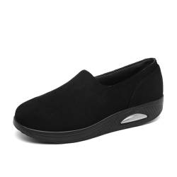 Vorgelen Damen Freizeitschuhe Slip On Sneakers Keilabsatz Walking Schuhe Leicht Plateau Turnschuhe Fitness Laufschuhe Atmungsaktive Straßenlaufschuhe 291 Schwarz 37 EU = 38 CN von Vorgelen