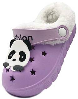 Vorgelen Kinder Winter Clogs Warme Gefüttert Hausschuhe Mädchen Jungen Plüsch Pantoffeln Weichem rutschfeste Gartenschuh Licht Slipper/Violett (29/30 EU = Etikettengröße: 190) von Vorgelen