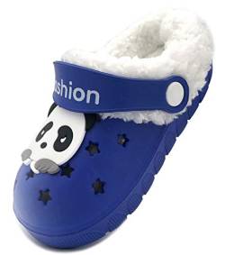 Vorgelen Kinder Winter Clogs Warme Gefüttert Hausschuhe Mädchen Jungen Plüsch Pantoffeln Weichem rutschfeste Gartenschuh Licht Slipper Indoor Outdoor/Blau-A (25/26 EU = Etikettengröße: 170) von Vorgelen