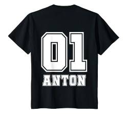Kinder Anton Name Jungs Nummer Rücken T-Shirt von Vorname Fußball