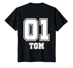 Kinder Tom Name Jungs Nummer Rücken T-Shirt von Vorname Fußball