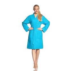 Vossen Damen Bademantel Rom, Einfarbig, Gr. L (44/46), Blau (turquoise) von Vossen