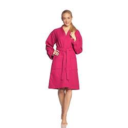 Vossen Damen Bademantel Rom, Einfarbig, Gr. L (44/46), Rosa (cranberry) von Vossen