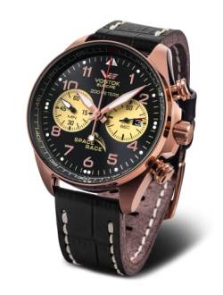 Vostok Europe Herren Analog Quarz Uhr mit Leder Armband 6S21-325B668, Schwarz von Vostok Europe