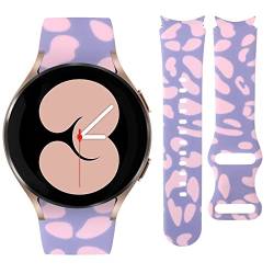 Vozehui Armband Kompatibel für Samsung Galaxy Watch 5/4 40mm 44mm, 20mm Silikon Leopard Blumen Bunt Gedruckt Armband für Galaxy Watch 4 40mm 44mm/Watch 4 Classic 42mm 46mm Für Frauen Männer von Vozehui