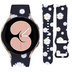 Vozehui Armband Kompatibel für Samsung Galaxy Watch 5/4 40mm 44mm, 20mm Silikon Leopard Blumen Bunt Gedruckt Armband für Galaxy Watch 4 40mm 44mm/Watch 4 Classic 42mm 46mm Für Frauen Männer von Vozehui