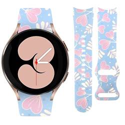 Vozehui Armband Kompatibel für Samsung Galaxy Watch 5/4 40mm 44mm, 20mm Silikon Leopard Blumen Bunt Gedruckt Armband für Galaxy Watch 4 40mm 44mm/Watch 4 Classic 42mm 46mm Für Frauen Männer von Vozehui