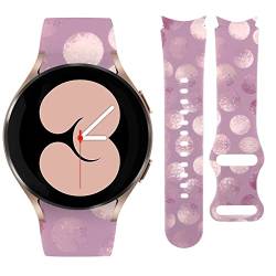 Vozehui Armband Kompatibel für Samsung Galaxy Watch 5/4 40mm 44mm, 20mm Silikon Leopard Blumen Bunt Gedruckt Armband für Galaxy Watch 4 40mm 44mm/Watch 4 Classic 42mm 46mm Für Frauen Männer von Vozehui