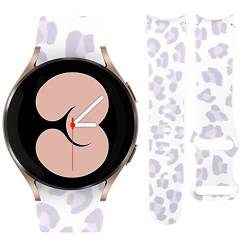 Vozehui Armband Kompatibel für Samsung Galaxy Watch 5/4 40mm 44mm, 20mm Silikon Leopard Blumen Bunt Gedruckt Armband für Galaxy Watch 4 40mm 44mm/Watch 4 Classic 42mm 46mm Für Frauen Männer von Vozehui