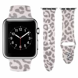 Vozehui Armband Kompatibel mit Apple Watch Armband 38mm 40mm 41mm für Damen Herren, Ersatz Sportband aus Weichem Silikon mit Leopard Kompatibel mit iWatch Serie SE 8 7 6 5 4 3 2 1 für 42mm/44mm/45mm von Vozehui