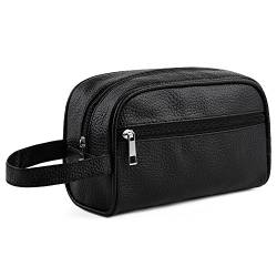 VpiuV® Clutch für Herren und Damen, Handtasche, klein, weich, mit Riemen, Kosmetiktasche, Reisetasche, Damen-Kosmetiktasche, Schwarz von VpiuV