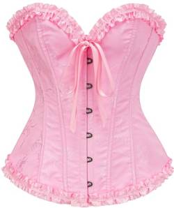 Vrapo Korsett Damen - Bustier Corset Top für Frauen - Vollbrust Corsage Schnürkorsett Taillenformer Dessous - Pflaumenblüten Bambus Muster - Schwarz - Größe L von Vrapo