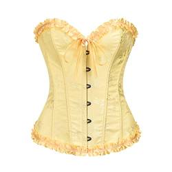 Vrapo Korsett Damen - Bustier Corset Top für Frauen - Vollbrust Corsage Schnürkorsett Taillenformer Dessous - Pflaumenblüten Bambus Muster - Schwarz - Größe M von Vrapo