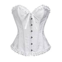 Vrapo Korsett Damen - Bustier Corset Top für Frauen - Vollbrust Corsage Schnürkorsett Taillenformer Dessous - Pflaumenblüten Bambus Muster - Schwarz - Größe S von Vrapo