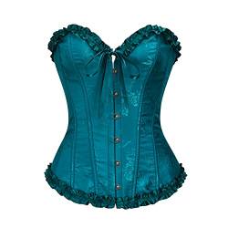 Vrapo Korsett Damen - Bustier Corset Top für Frauen - Vollbrust Corsage Schnürkorsett Taillenformer Dessous - Pflaumenblüten Bambus Muster - Schwarz - Größe S von Vrapo