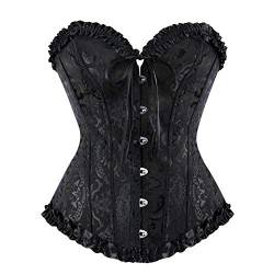 Vrapo Korsett Damen - Bustier Corset Top für Frauen - Vollbrust Corsage Schnürkorsett Taillenformer Dessous - Schwarz - Größe XS von Vrapo