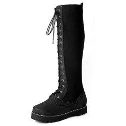 Vrupons Damen Mode Schnürstiefel mit Runder Zehenpartie (Schwarz, 49 EU) von Vrupons