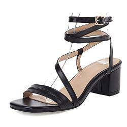 Vrupons Damen Sandalen mit Niedrigen Absätzen Sommer Schuhe(Schwarz,49) von Vrupons