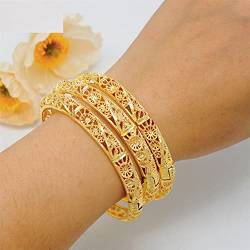 4 Stück/Set goldfarbene Dubai-Hochzeitsarmreifen für Frauen, arabisches äthiopisches Armband, brasilianische Armreifen, Naher Osten, Schmuck, Geschenke von Vsadsau