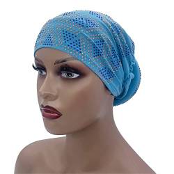 Damen Glitzer Diamanten Turban Cap Elastisch Muslim Kopf Wrap Kopftuch Bonnet Beanie Mütze von Vsadsau