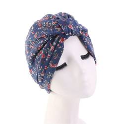 Damen bedruckte Baumwolle Turban Hut Satin Futter Chemokappe Muslim Knoten Bonnet Hijab Caps von Vsadsau