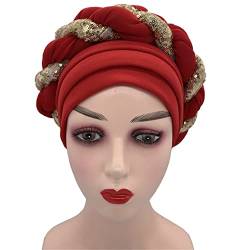 Frauen Zöpfe Turban Hut Glitzer Pailletten Afrikanische Kopfbedeckung Party Hochzeit Kopfbedeckung Muslim Kopftuch von Vsadsau